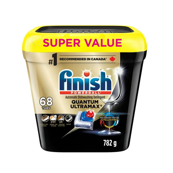 Finish® Quantum UltraMAX® Automatic Dishwasher Detergent, Fresh - Removes burnt-on stains & 24 h dried-on stains, no pre-rinse needed, 68 Tabs