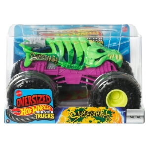 Hot Wheels Monster Trucks, Oversized Monster Truck in 1:24 Scale, Skelesaurus