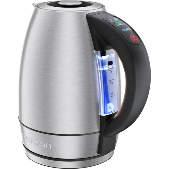 Chefman 1.8L Custom-Temp Electric Kettle, 1500W w/ Digital Temperature Control – Stainless Steel, Chefman 1.8L Custom-Temp Electric Kettle