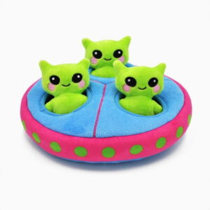 Hugsmart Aliens Dog Interactive Toy - Fuzzy Squeaky PP Cotton Filled for Small to Medium Dogs