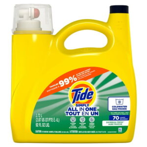 Tide Simply Liquid Laundry Detergent, Daybreak Fresh Scent, All-In-One Detergent, 2.72 L