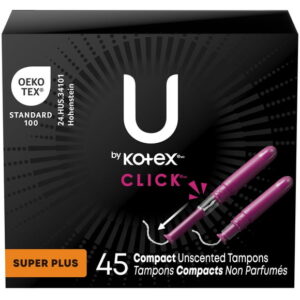 U by Kotex Click Compact Tampons, Super Plus, Unscented, 45 Count