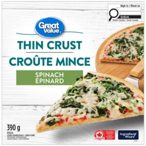 Great Value Thin Crust Spinach Pizza, 390 g