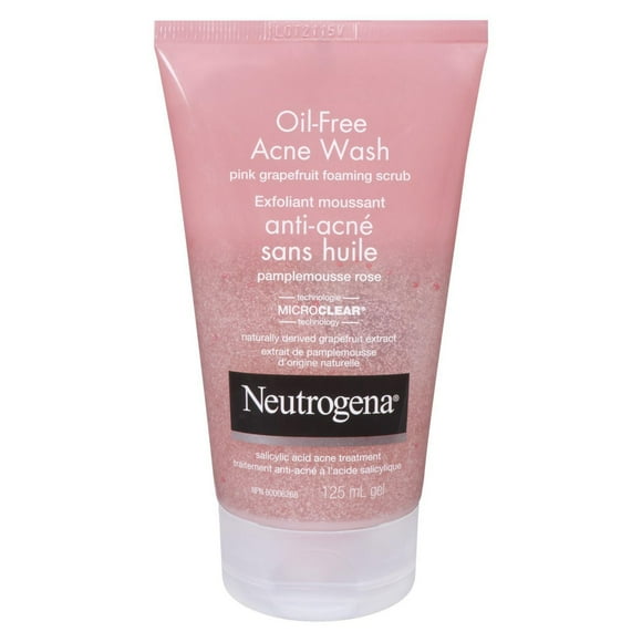 Neutrogena Oil Free Acne Wash Foaming Scrub, Pink Grapefruit Face Wash, 125mL