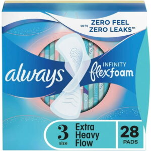 Always Infinity with FlexFoam Pads, Size 3, Extra Heavy, with Wings, Unscented, 28 Count