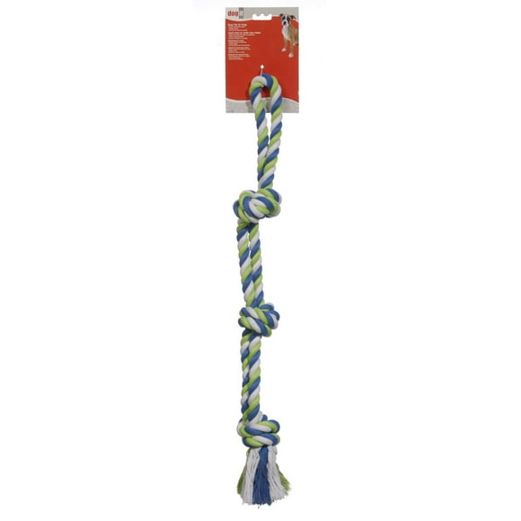 Dogit Knotted Rope Dog Toy, Multi-Coloured 3-Knot Looped Tug, 71 cm (28in)