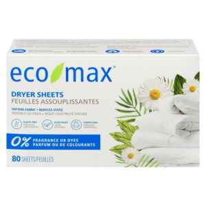 Eco-Max Dryer Sheets Fragrance Free 80 sheets