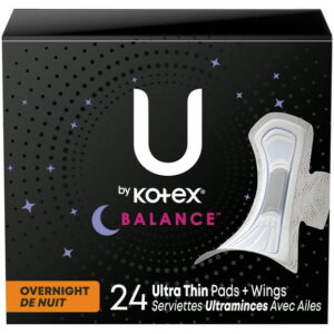 U by Kotex Balance Ultra Thin Overnight Pads with Wings, 38 Count, 38 count