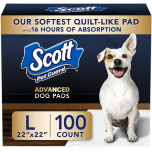 Scott Pet Guard Advanced Dog Pads - Dog Training Pee Pads for Puppies, Medium & Large Dogs - Up to 16 Hour Absorbency with odour Control - Softest Quilted Dog Pee Pads - Large - 22" x 22" - 50 Pack