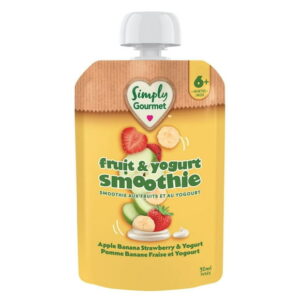 Simply Gourmet Apple Banana Strawberry & Yogurt Smoothie Purée Pouch – 6+ Months, Made with real fruit & yogurt