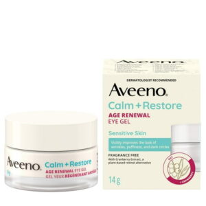Aveeno® Calm + Restore Age Renewal Eye Gel, Anti Aging, Niacinamide, Oat, Cranberry, Retinol Alternative, Gentle on Sensitive Skin, Hypoallergenic, Fragrance Free, 14 g