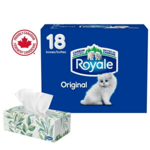 Royale Original, 2 Ply Facial Tissue, 18 Flat Boxes, 126 Tissues per Box, 2268 tissues per pack