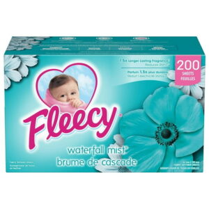 Fleecy Fabric Softener (Fabric Conditioner) Dryer Sheets, Waterfall Mist Scent, 200 ct
