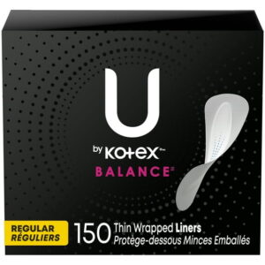 U by Kotex Balance Daily Wrapped Panty Liners, Light Absorbency, Regular Length, 150 Count
