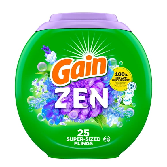 Gain Super Flings Laundry Detergent Pacs, Dewdrop Dream scent, irresistibly clean and fresh washing detergent laundry soap pacs, 25 Count