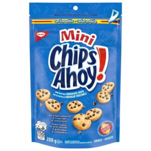 CHIPS AHOY! Mini Original Chocolate Chip Cookies, Made in a Peanut-Free Facility, School Snacks, Baked in Canada, 200 g