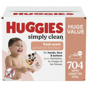 Huggies Simply Clean Fresh Scent Baby Wipes, 11 Flip-Top Packs (704 Wipes Total), 11 Packs | 704 Wipes Total