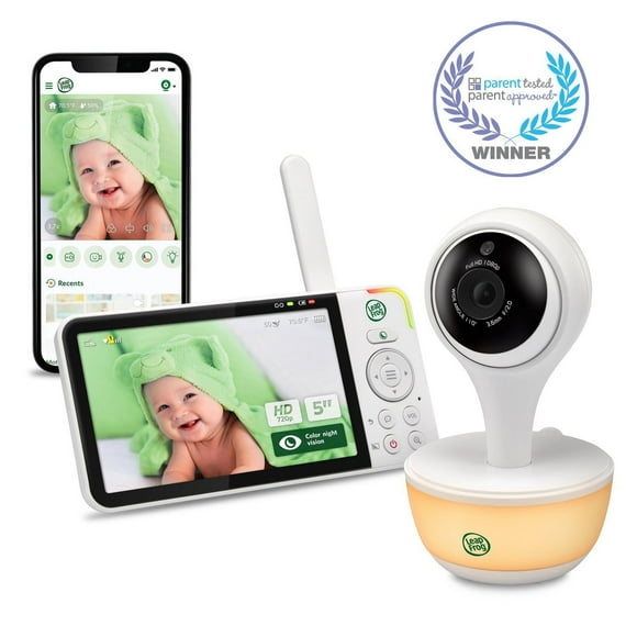 LeapFrog LF815HD 1080p WiFi Remote Access Video Baby Monitor with 5” High Definition 720p Display, Night Light, Color Night Vision (White)