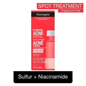 Neutrogena Stubborn Acne Drying Lotion, Niacinamide Sulfur, Pimple Overnight Spot Treatment, Fragrance-Free, 29 mL